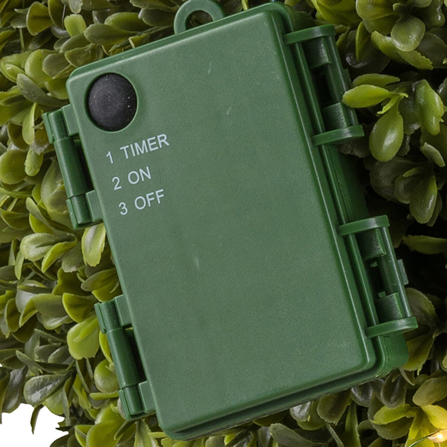 LED-es, UV-álló, zöld színű, dekorációs mű buxus labda.