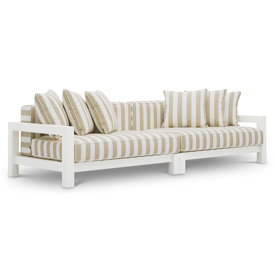 Eichholtz Cap-Antibes bézs csíkos kültéri design kanapé 273 cm elölnézet