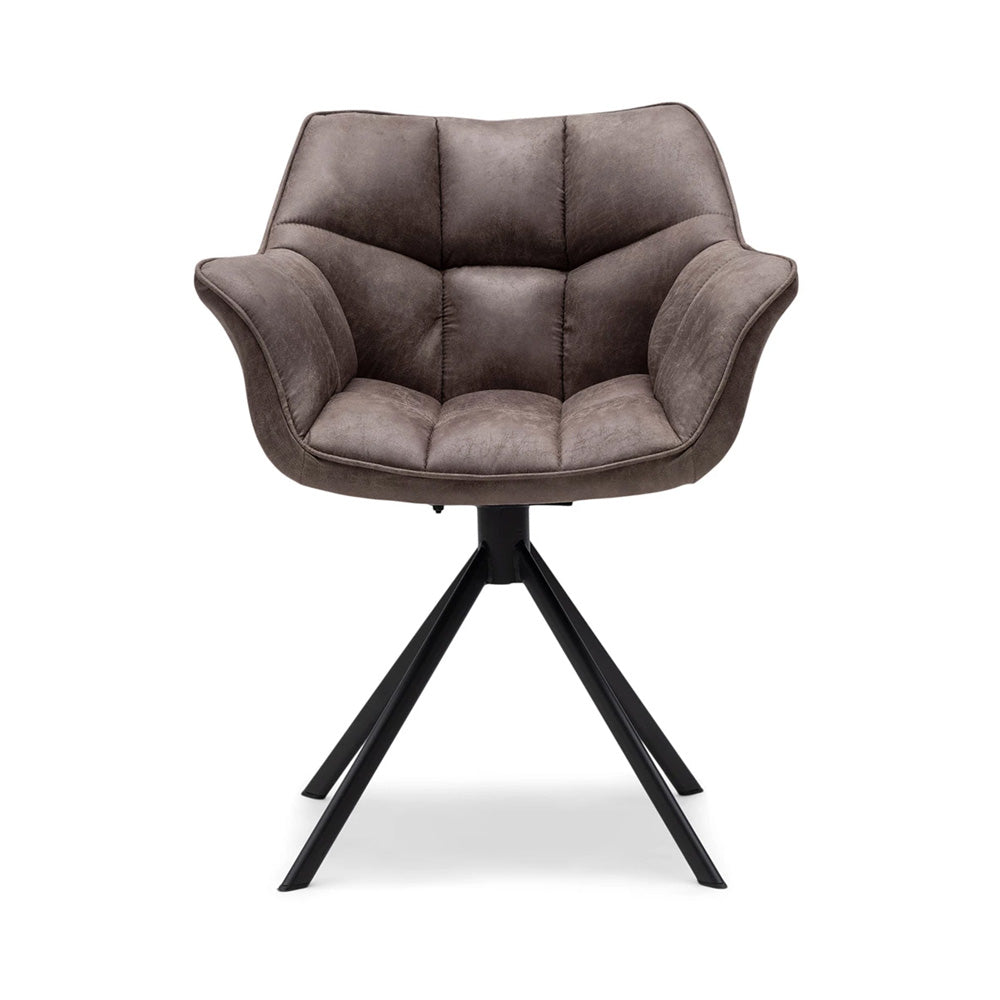 kávébarna bőr forgó étkezőfotel elölnézet