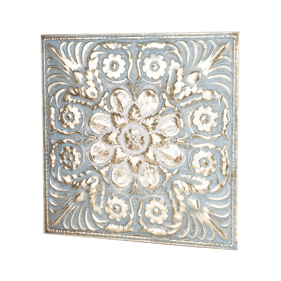 Shabby chic stílusú Casa Roma négyzetes fali dekor arany színben, klasszikus ornamentikával.