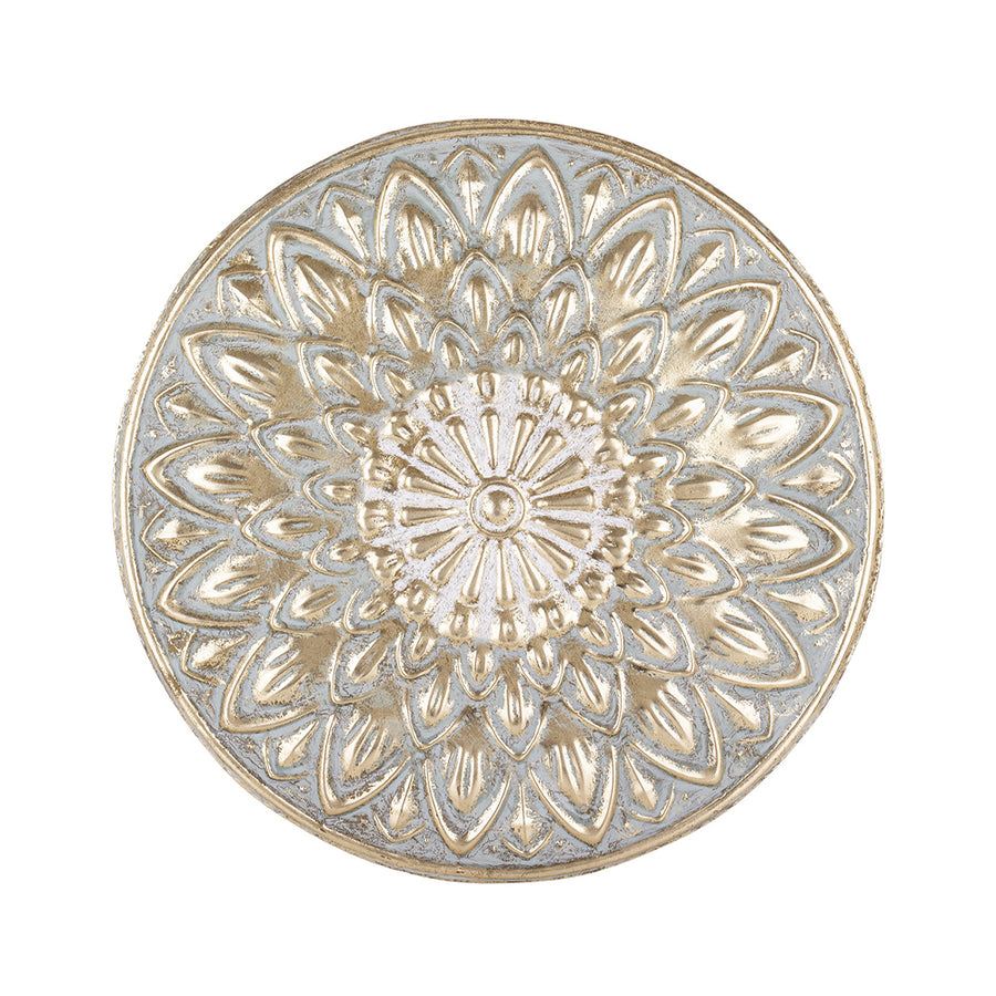 Casa Roma antik arany fém fali dekoráció 60 cm, kör alakú rozetta mintával.