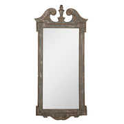 Casa Roma antikolt faragott fa falitükör 145 cm magas, barokk stílusú ívelt felső résszel.