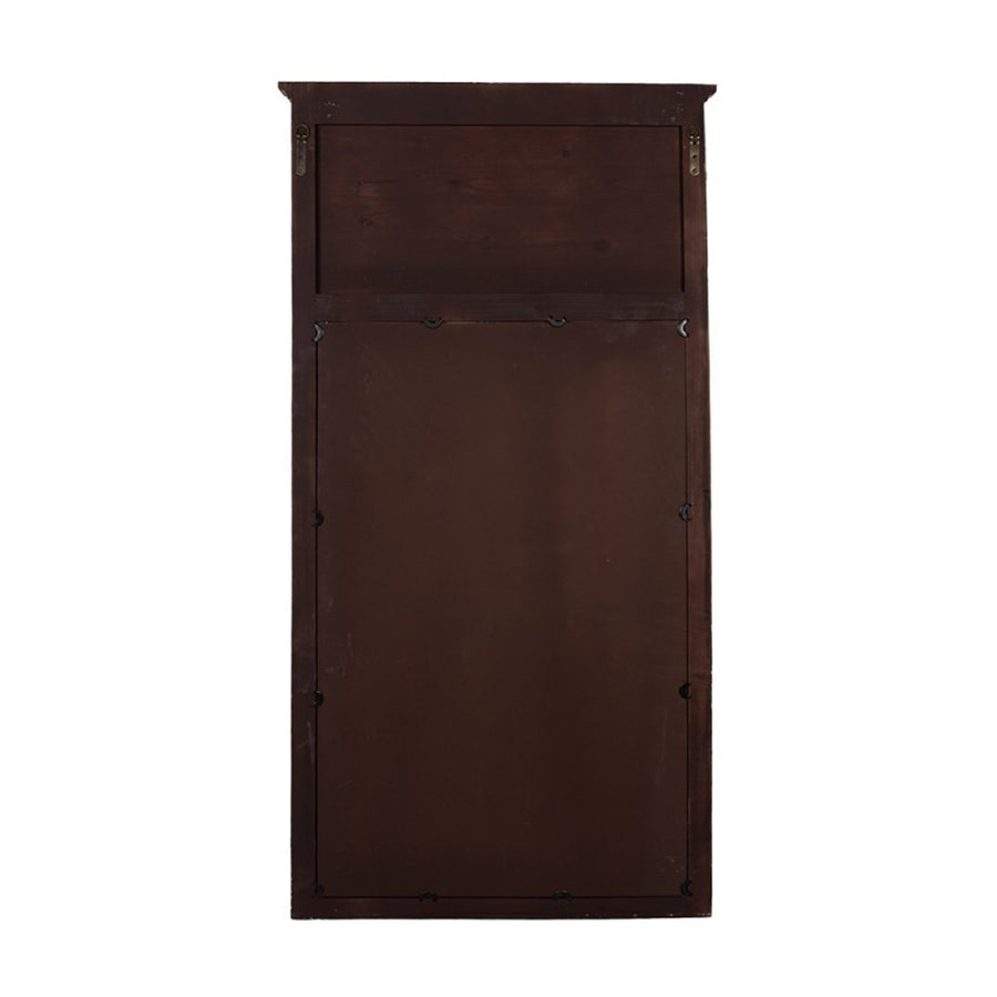 Casa Roma falitükör hátsó nézete, sötétbarna fa hátlappal és akasztóval.