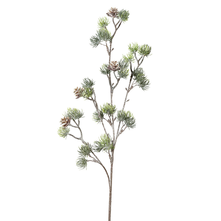 Jeges hatású mű cédrusfenyő ág tobozokkal, 63 cm