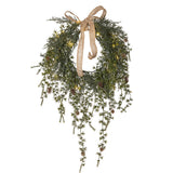 CEDRUS LED-es zöld mű cédrusfenyő koszorú 60 cm juta masnival