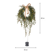 CEDRUS kültéri LED-es cédrusfenyő koszorú méretábrával 60 cm