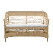 Natúr színű, 2 személyes műrattan kerti kanapé.