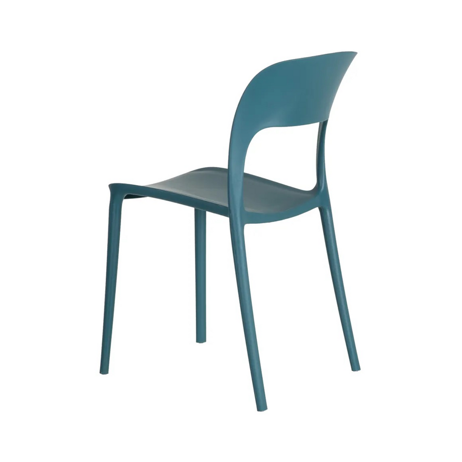 Kék színű, polipropilén busztószék.