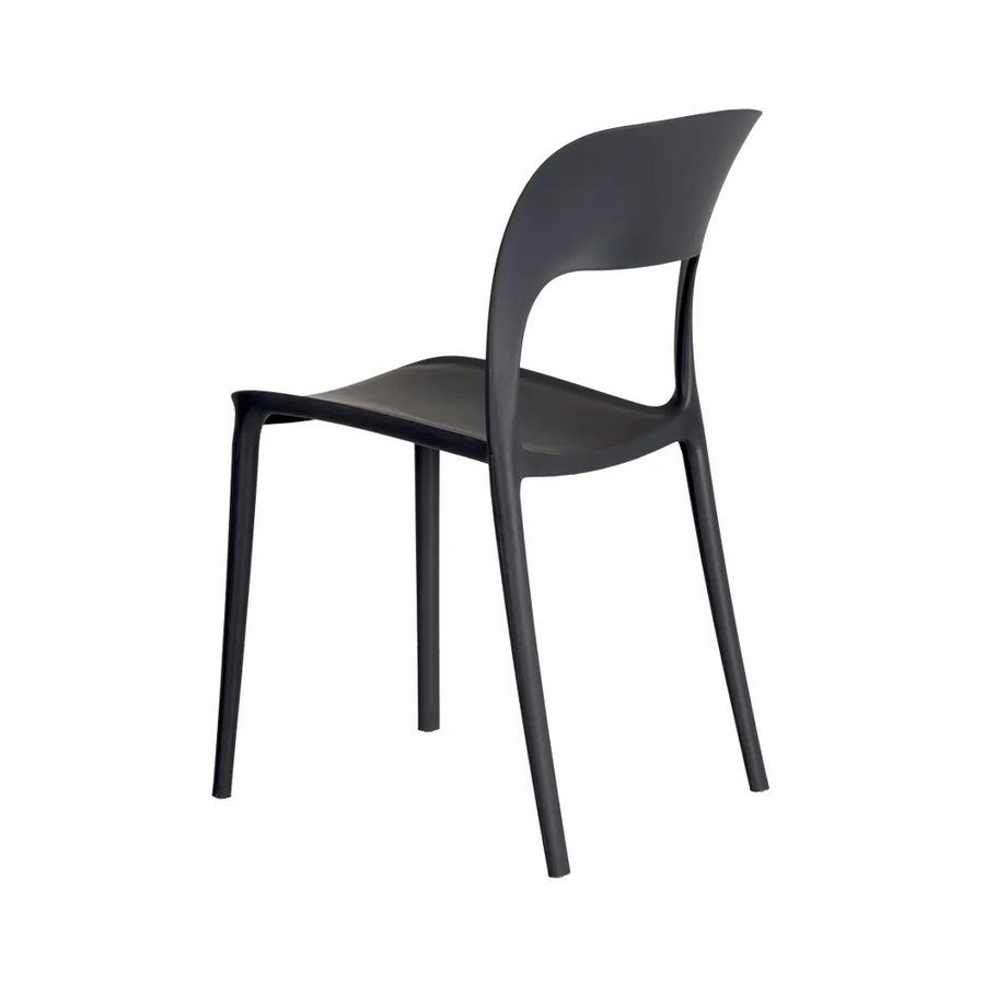 Sötétszürke polipropilén bisztrószék.