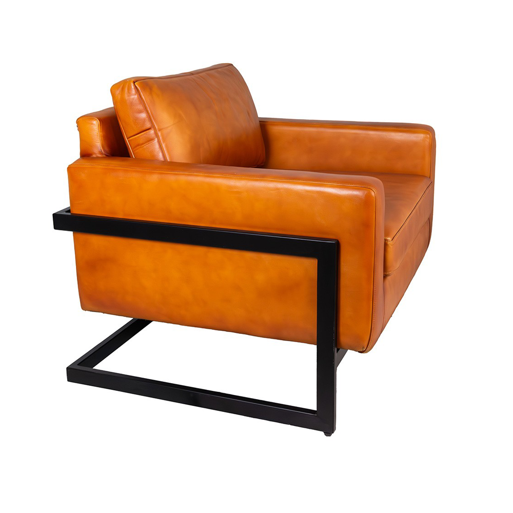 CHICAGO bőrfotel oldalnézet fekete fém lábazattal