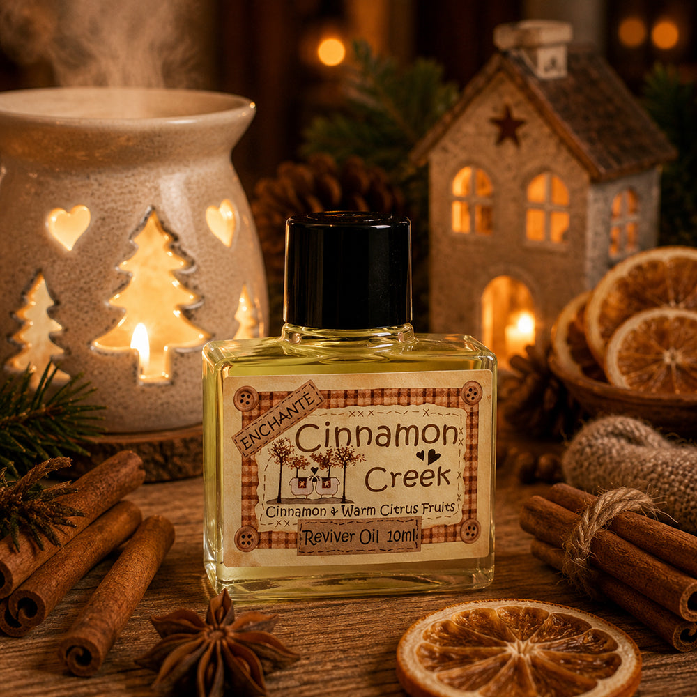 Cinnamon Creek illóolaj meghitt karácsonyi enteriőrben fahéjjal és narancsszeletekkel