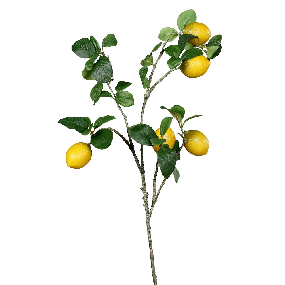 mű citrom ág 84 cm sárga citromokkal és zöld levelekkel