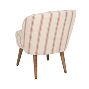 CLUB EMMA terrakotta csíkos fotel hátulnézetből, klasszikus formatervezéssel.