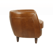 Ívelt kialakítású bőr klubfotel oldalnézetből