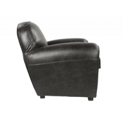 Fekete színű valódi marhabőrrel kárpitozott klubfotel.