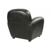 Fekete színű valódi marhabőrrel kárpitozott klubfotel.