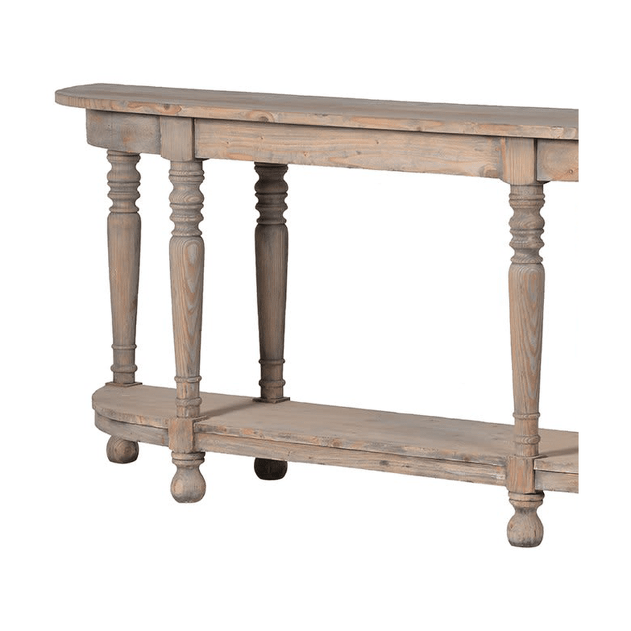 Fenyőfából készült, kézműves konzolasztal,