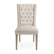 Bézs színű pamutvászon szövettel kárpitozott, koloniál stílusú étkezőszék.