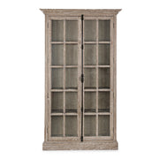 Klasszikus stílusú, kőrisfából készült, 2 ajtós vitrines szekrény.