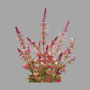 Szürke színű cserépbe helyezett, mű levendula bokor.