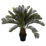 93 cm magas mű cikász pálma fekete kaspóban, trópusi stílusban