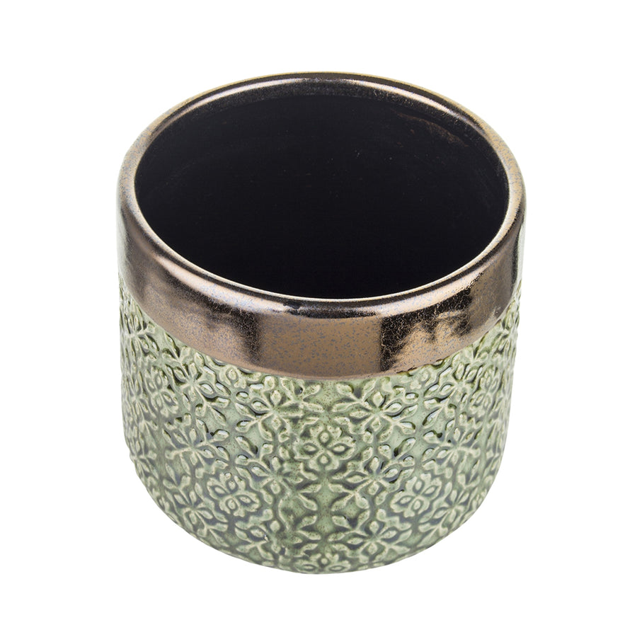 Dalia kaspó felülnézetből, sötét belső résszel és fényes peremmel