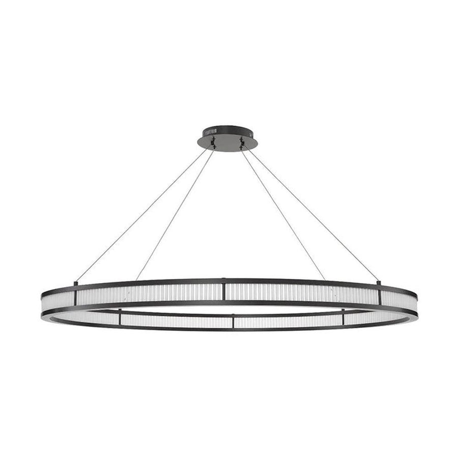 Opálos matt felületű üvegrudakból álló kör formájú dizájn csillár.