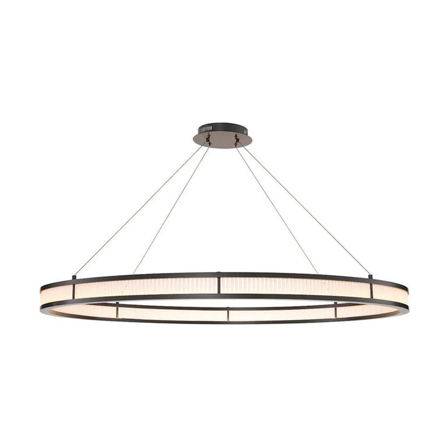 Opálos matt felületű üvegrudakból álló kör formájú dizájn csillár.