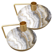 Fémből készült, márvány mintás kézműves design gyertyatartó.