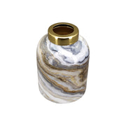 Fémből készült, márvány mintás kézműves design váza.