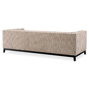 Bézs színű szövettel kárpitozott, prémium minőségű, formatervezett design kanapé.