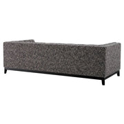 Fekete színű szövettel kárpitozott, prémium minőségű, formatervezett design kanapé.