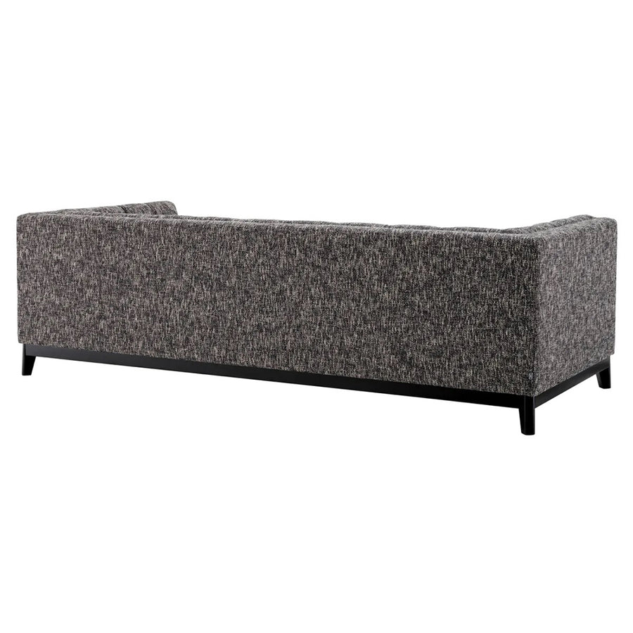 Fekete színű szövettel kárpitozott, prémium minőségű, formatervezett design kanapé.