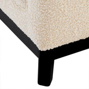 Krémszínű buklé szövettel kárpitozott, prémium minőségű, formatervezett design kanapé,