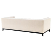 Krémszínű buklé szövettel kárpitozott, prémium minőségű, formatervezett design kanapé,