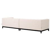 Krémszínű buklé szövettel kárpitozott, prémium minőségű, formatervezett design kanapé.