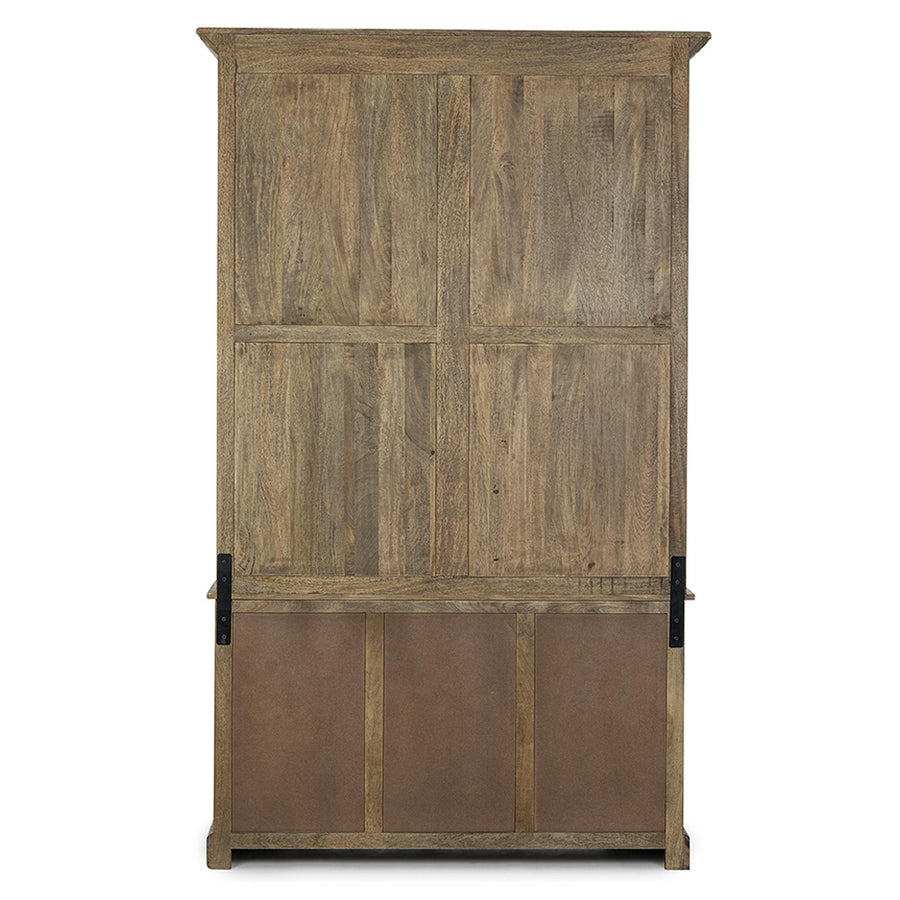 Klasszikus stílusú, létrával ellátott, mangófából készült könyvszekrény.