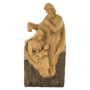 Faragott fa hatású, natúr színű 47 cm-es karácsonyi betlehem, Dost kollekció.