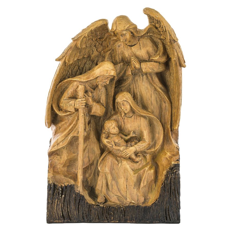48 cm magas karácsonyi betlehem, fa hatású műgyanta dísz, Dost kollekció.