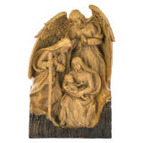 48 cm magas karácsonyi betlehem, fa hatású műgyanta dísz, Dost kollekció.