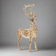 Fa hatású, natúr színű, karácsonyi szarvas figura.