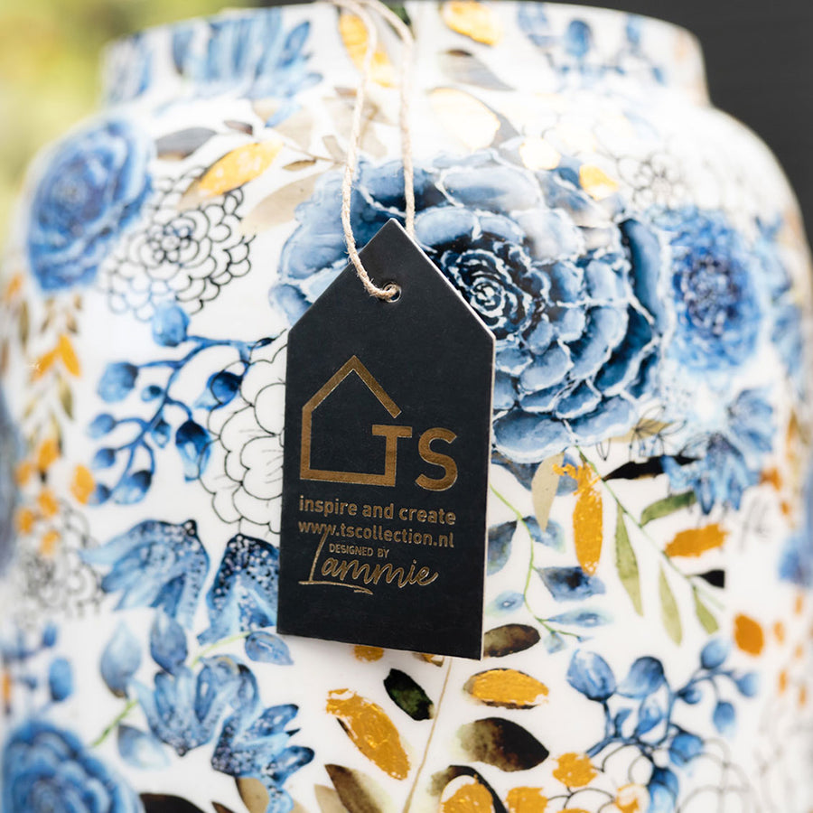 3 darabos, kék színű, fém design kaspó szett.