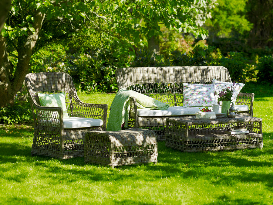 DAWN antikszürke műrattan kerti lábtartó zsámoly