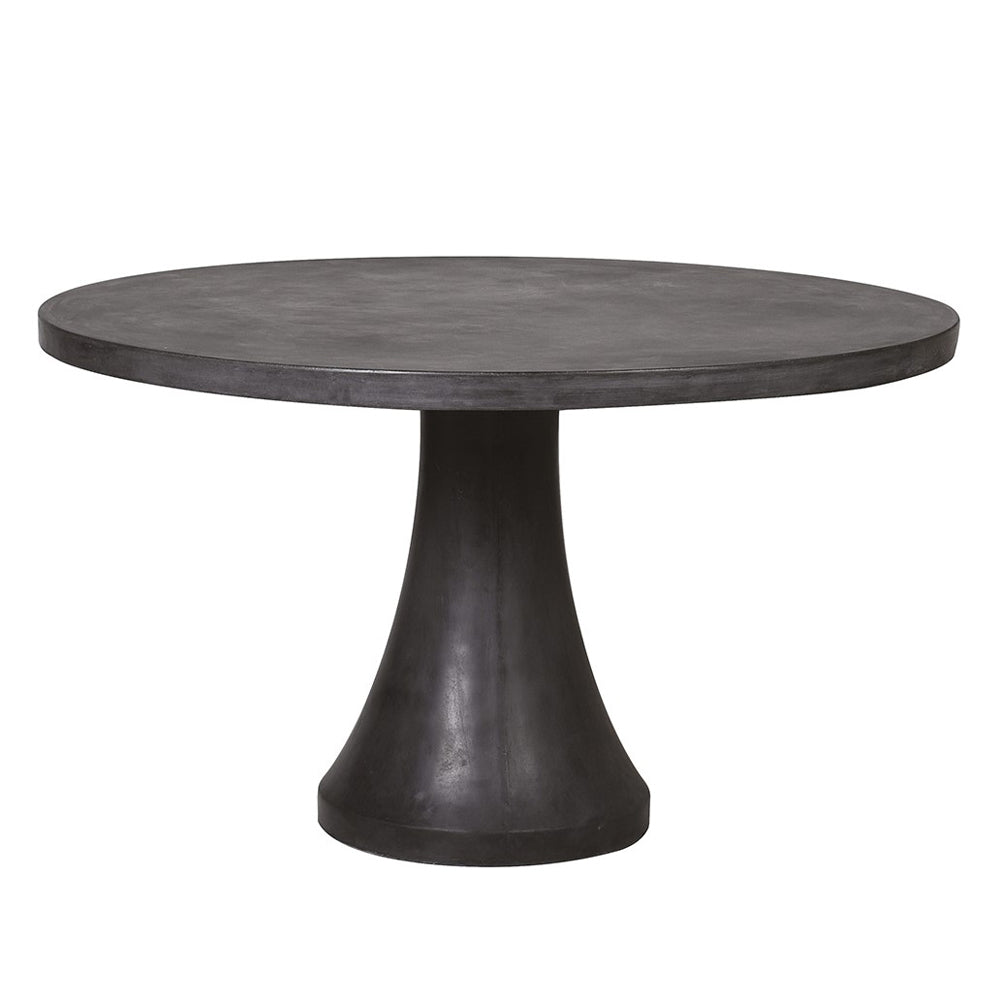 Fekete beton kerek kültéri étkezőasztal 130 cm átmérővel, minimalista design