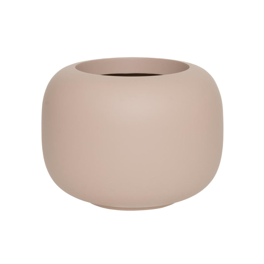 ELEMENTAL SPHERE LOW S púderpink kompozit design kaspó 46 cm átmérővel, modern alacsony gömb formában