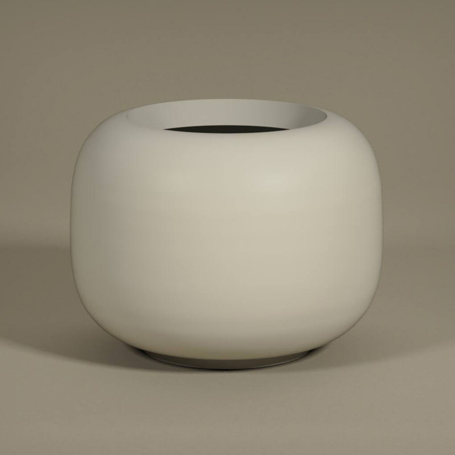ELEMENTAL SPHERE LOW S selyemfehér fiberglass kaspó modern minimalista megjelenéssel