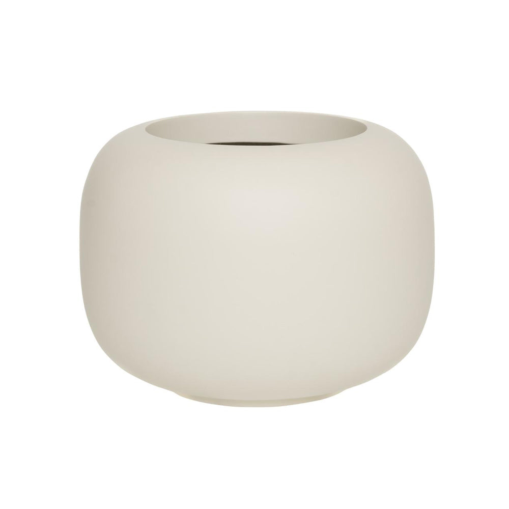 ELEMENTAL SPHERE LOW S selyemfehér kompozit design kaspó 46 cm átmérővel