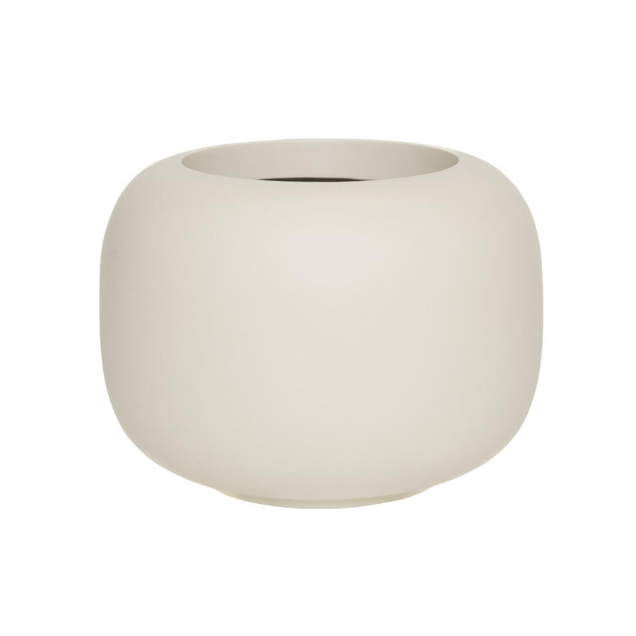 ELEMENTAL SPHERE LOW S selyemfehér kompozit design kaspó 46 cm átmérővel