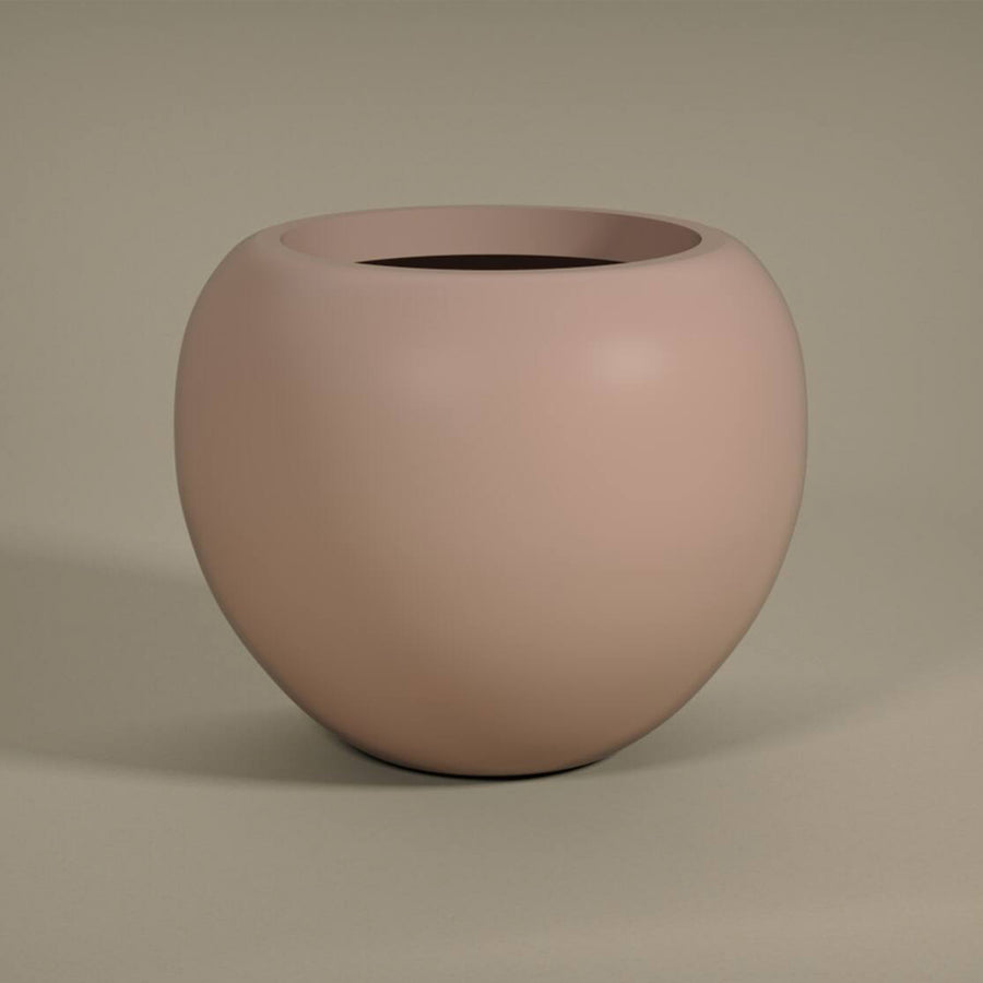 Púderpink ELEMENTAL STREAM S fiberglass kaspó matt felülettel és organikus formavilággal