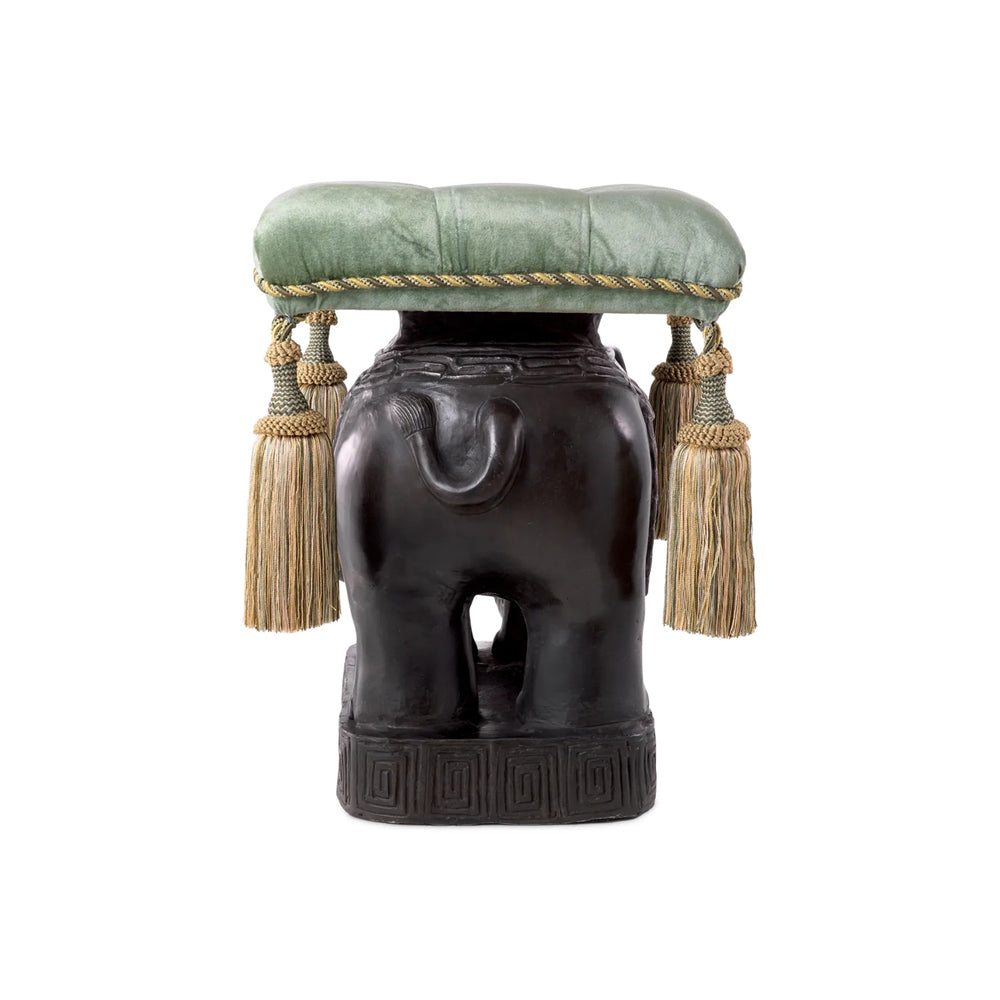 Elephant ülőke hátulnézetből – bronz felület és klasszikus motívumok
